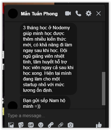 Feedback học viên nodemy - Phong